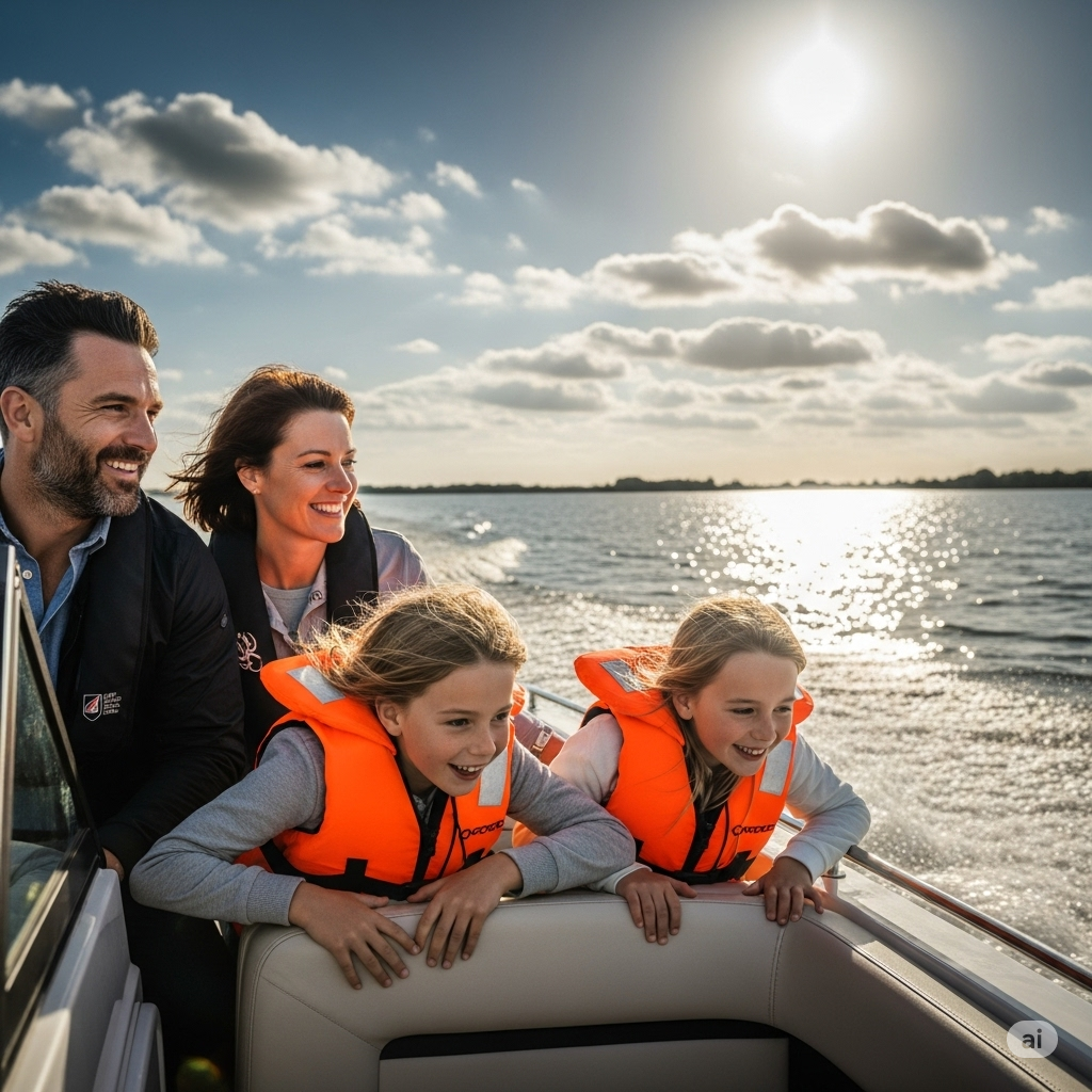 Family enjoying the water