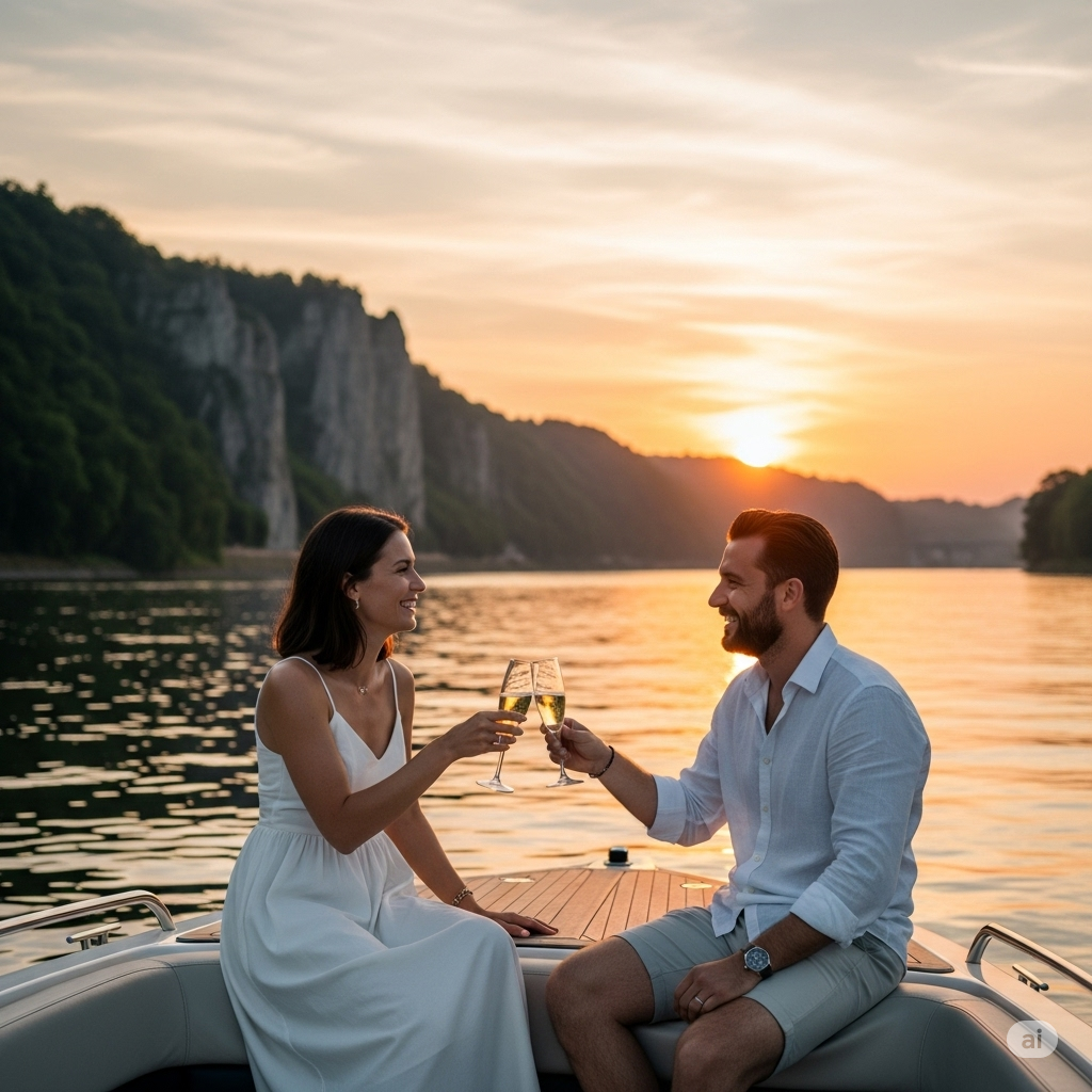 Couple raising a glass of champagne